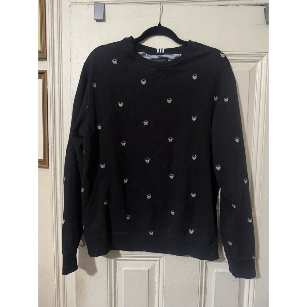 Denim & Flower Ricky Singh Black Skull Print Crewneck Sweatshirt Women’s L